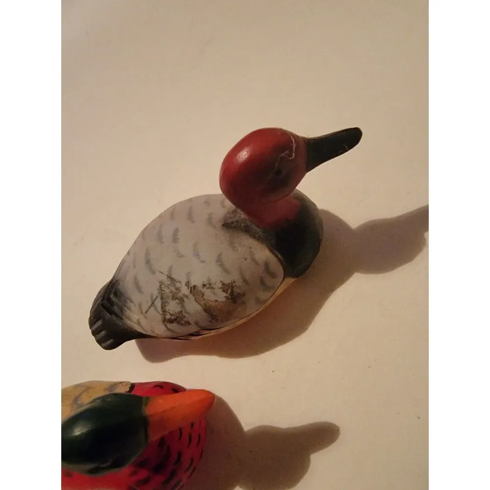 2 Miniature Duck Figurines Display Figures Made In Hong Kong 3